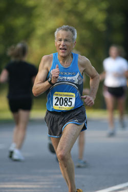 Samsel racing in Central Park in the 2008 Team Championships, Photo Courtesy of New York Road Runners