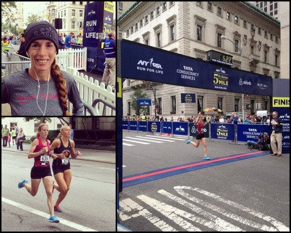 Jennifer St. Jean, first in her age group (35-39) with a time of 5:19 at the 2014 NYRR Fifth Ave Mile.  Photos by Shawn St. Jean, Courtesy of NYRR Media.